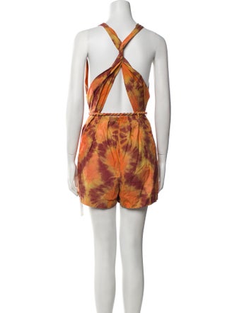 Ulla Johnson Tie-Dye Print Crew Neck Romper