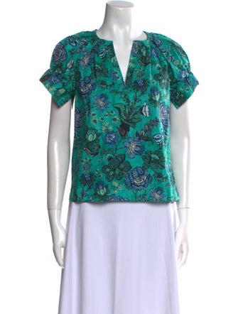 Ulla Johnson Floral Print V-Neck Blouse