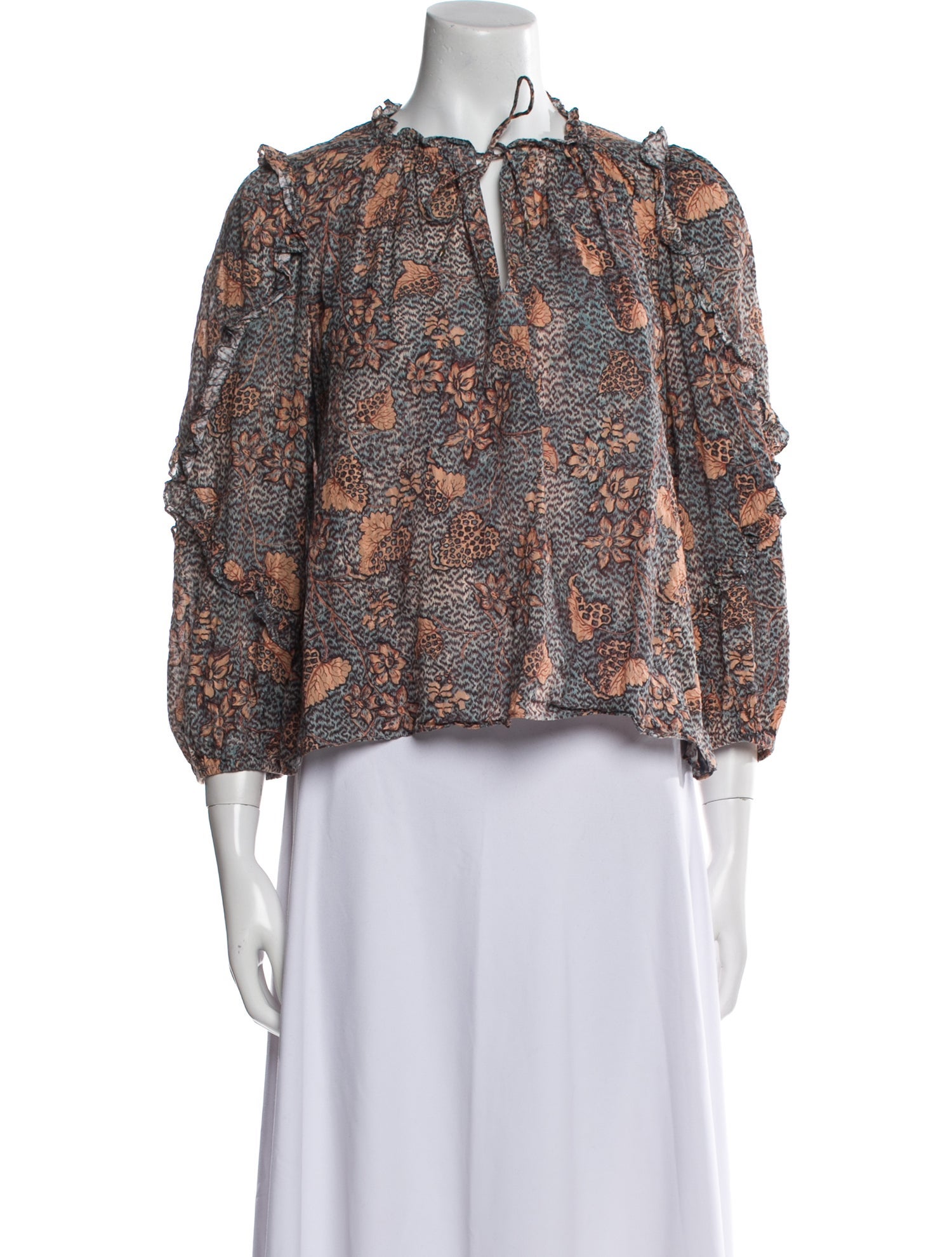 Ulla Johnson Floral Print Mock Neck Blouse