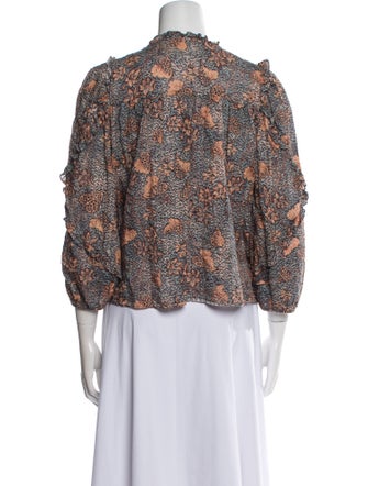 Ulla Johnson Floral Print Mock Neck Blouse