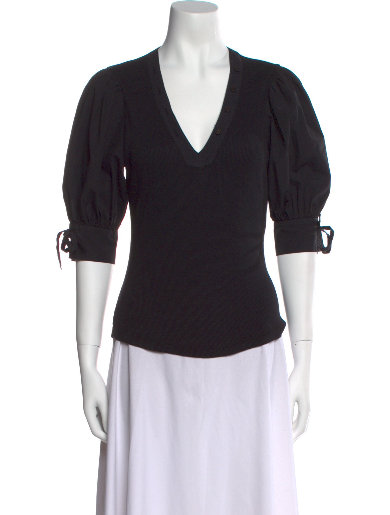 Ulla Johnson V-Neck Three-Quarter Sleeve Top