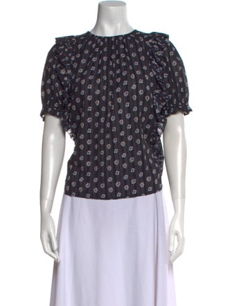 Ulla Johnson Printed Crew Neck Top