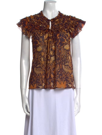 Ulla Johnson Printed V-Neck Blouse