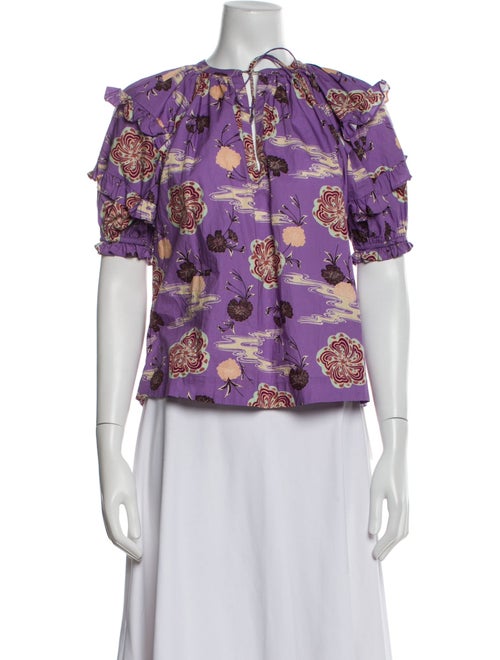 Ulla Johnson Floral Print Mock Neck Blouse