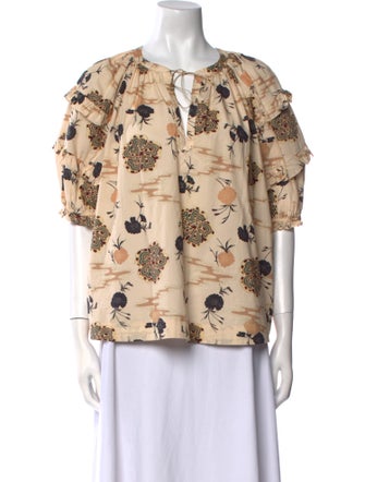 Ulla Johnson Floral Print V-Neck Blouse