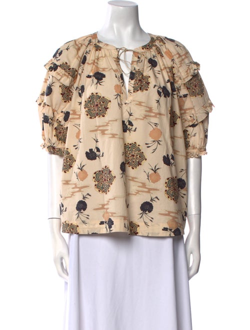 Ulla Johnson Floral Print V-Neck Blouse