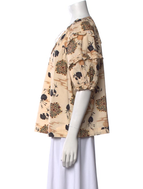 Ulla Johnson Floral Print V-Neck Blouse