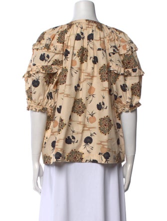 Ulla Johnson Floral Print V-Neck Blouse