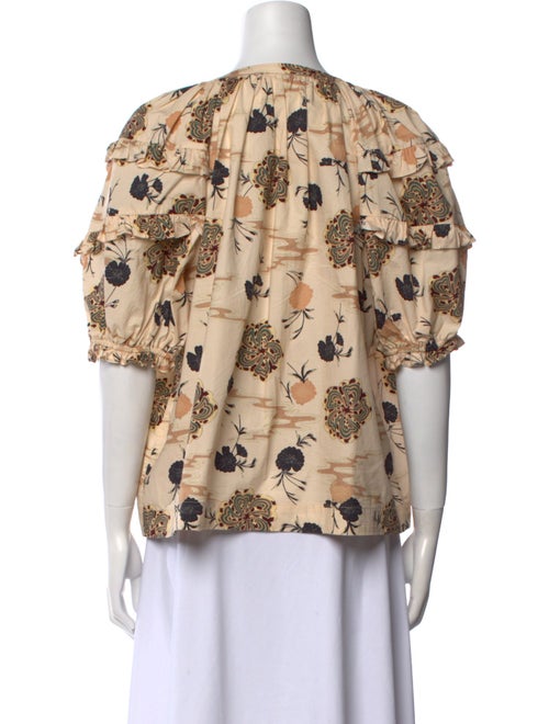 Ulla Johnson Floral Print V-Neck Blouse