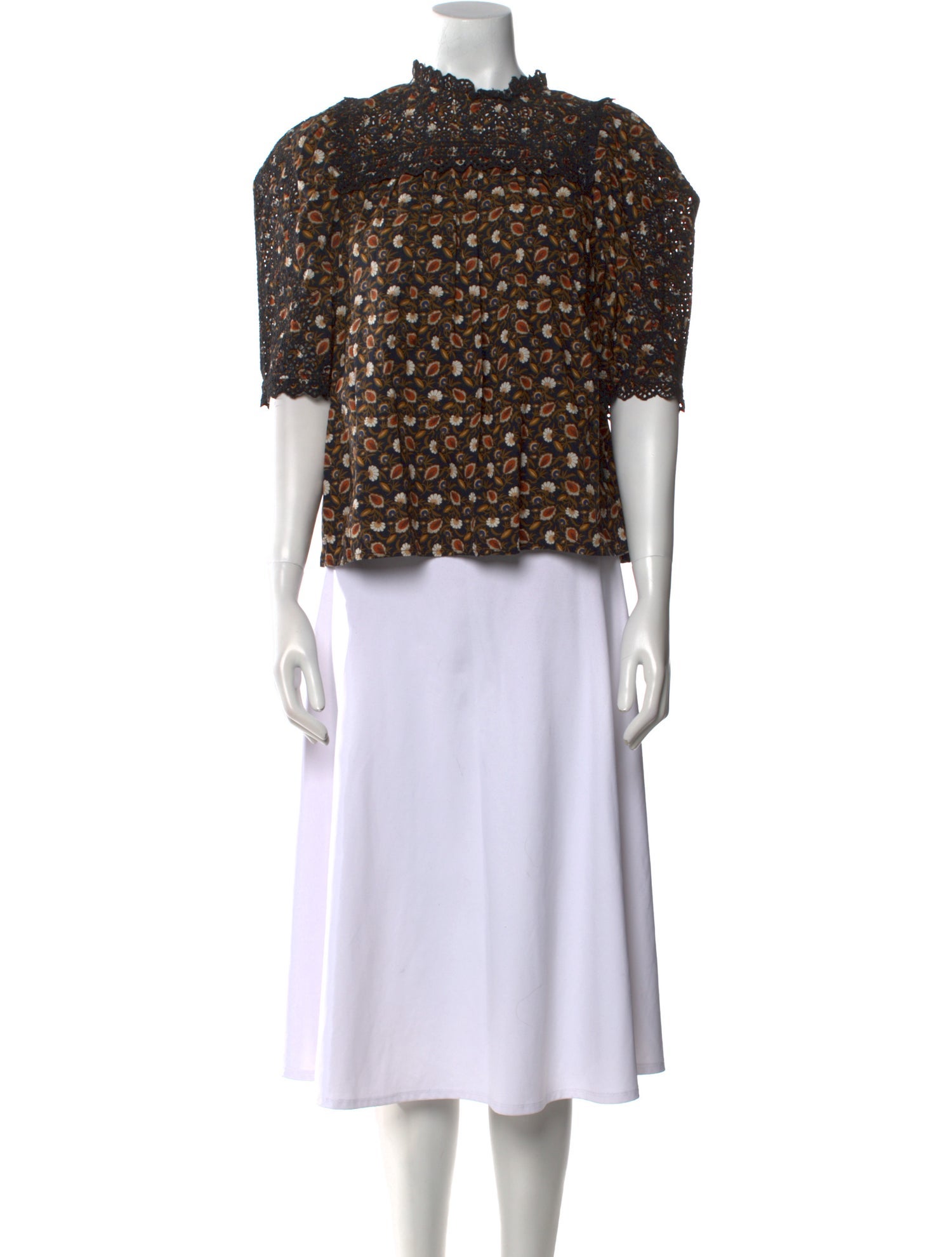 Ulla Johnson Floral Print Mock Neck Crop Top