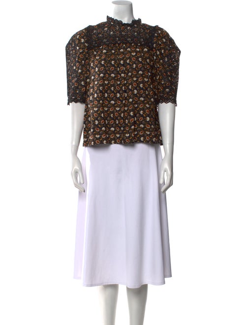 Ulla Johnson Floral Print Mock Neck Crop Top