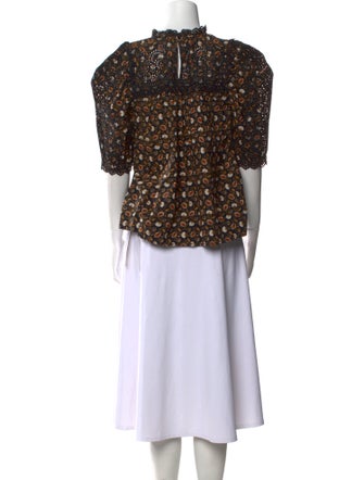 Ulla Johnson Floral Print Mock Neck Crop Top