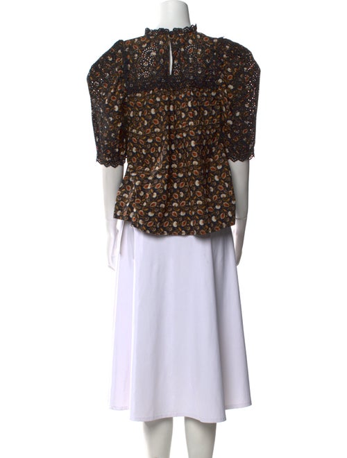 Ulla Johnson Floral Print Mock Neck Crop Top