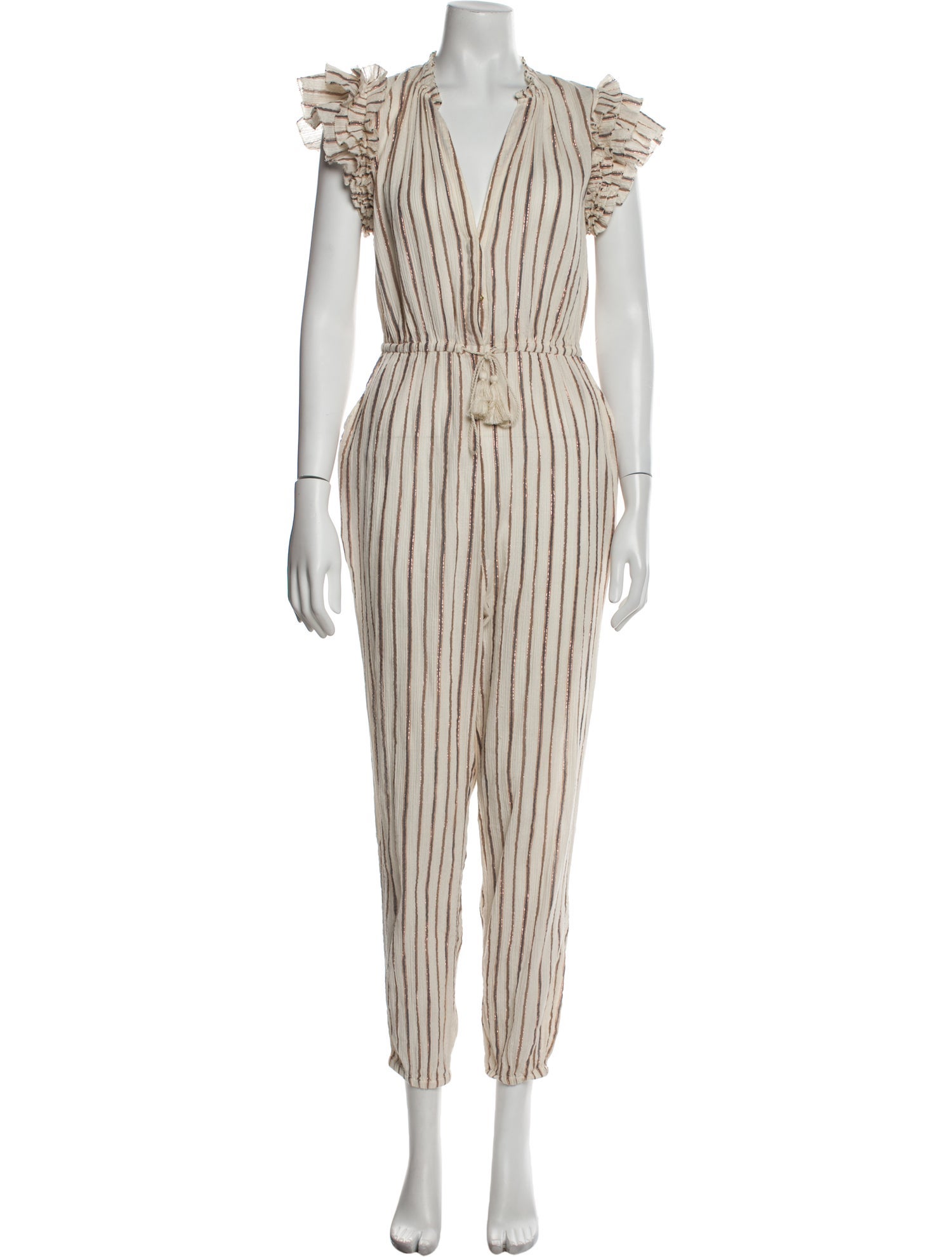 Ulla Johnson Striped V-Neck Jumpsuit