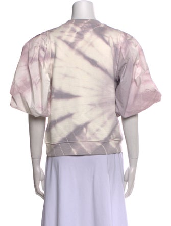 Ulla Johnson Tie-Dye Print Crew Neck Crop Top