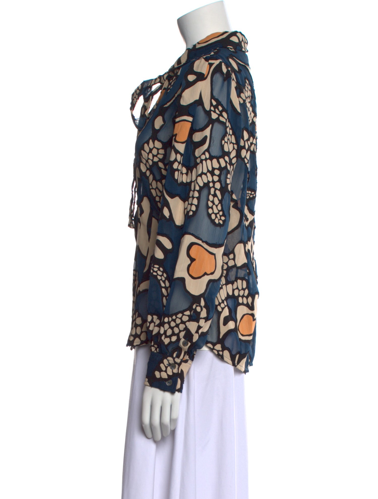 Ulla Johnson Floral Print Mock Neck Button-Up Top