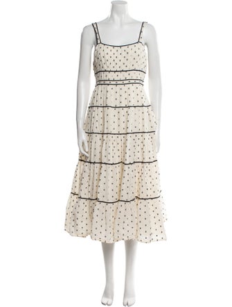 Ulla Johnson Polka Dot Print Midi Length Dress