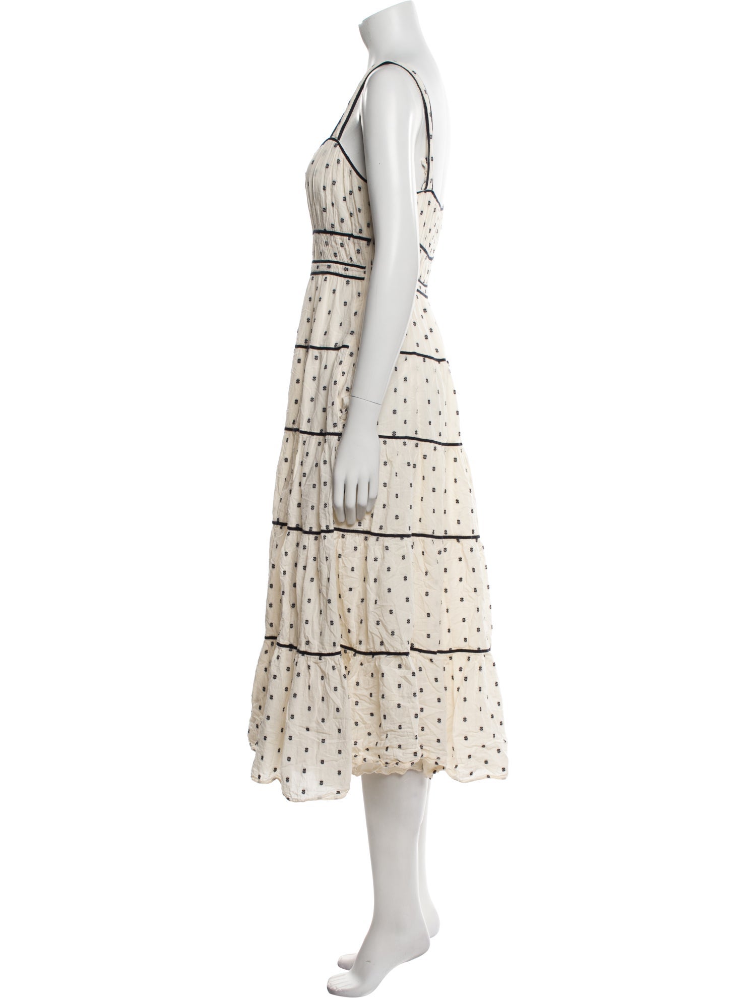 Ulla Johnson Polka Dot Print Midi Length Dress