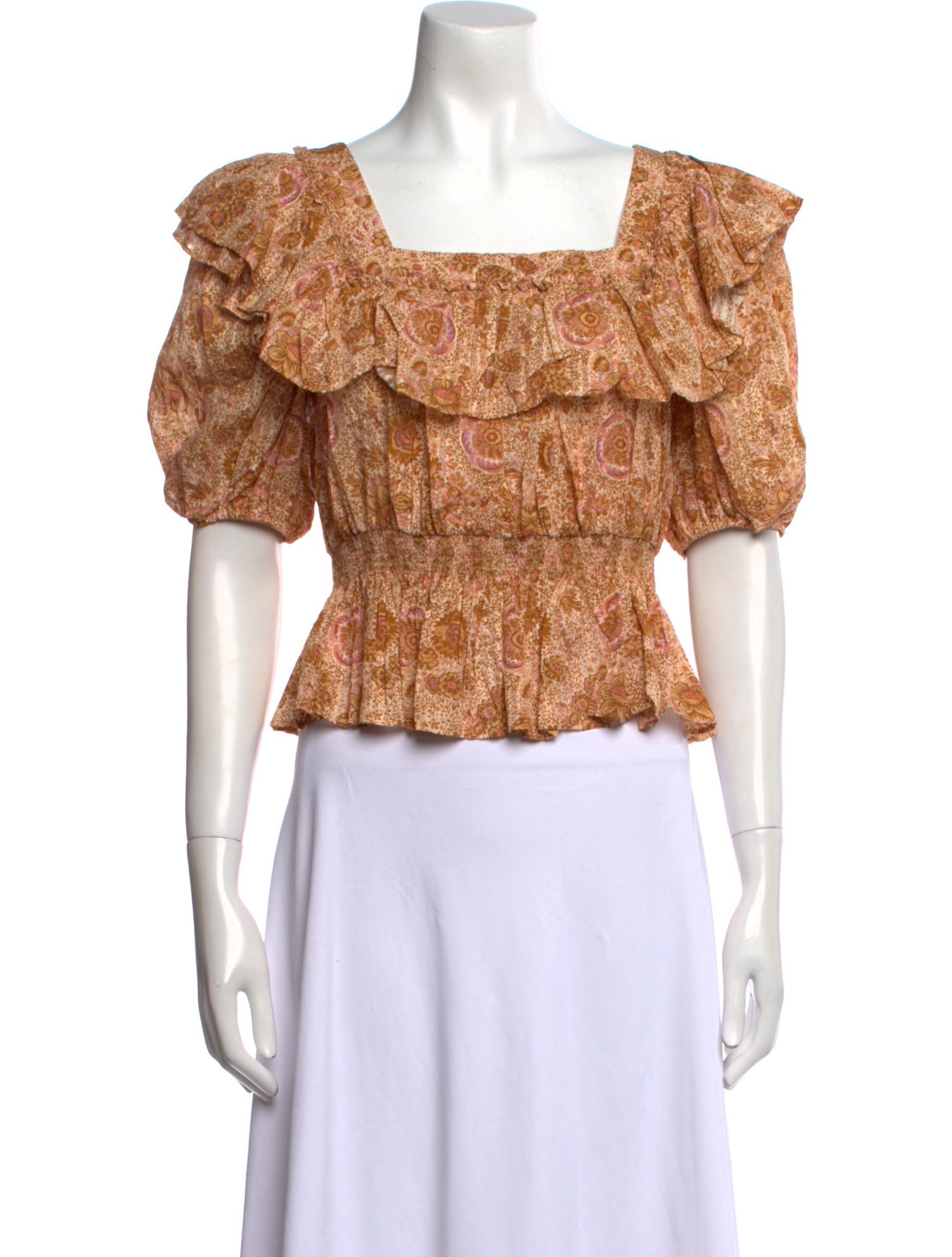 Ulla Johnson Floral Print Square Neckline Crop Top w/ Tags