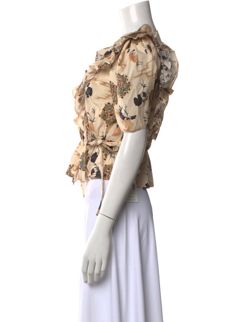 Ulla Johnson Printed V-Neck Crop Top