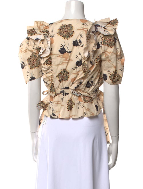 Ulla Johnson Printed V-Neck Crop Top