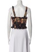 Ulla Johnson Floral Print Square Neckline Crop Top