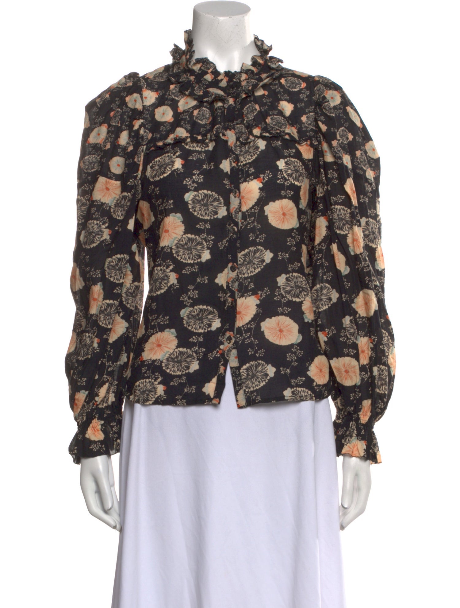 Ulla Johnson Floral Print Mock Neck Blouse