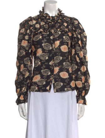 Ulla Johnson Floral Print Mock Neck Blouse