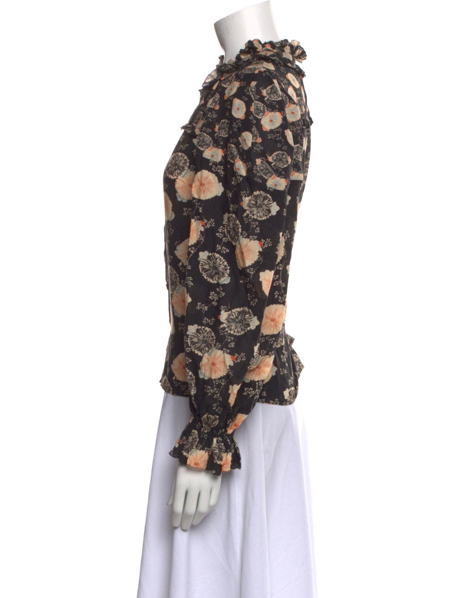 Ulla Johnson Floral Print Mock Neck Blouse