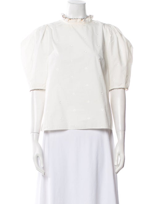 Ulla Johnson Mock Neck Short Sleeve Blouse