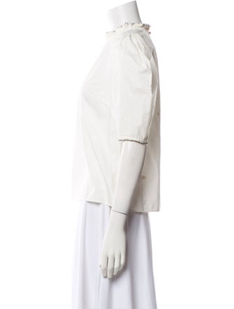 Ulla Johnson Mock Neck Short Sleeve Blouse