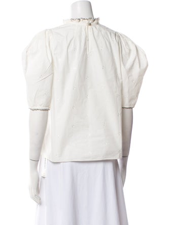 Ulla Johnson Mock Neck Short Sleeve Blouse