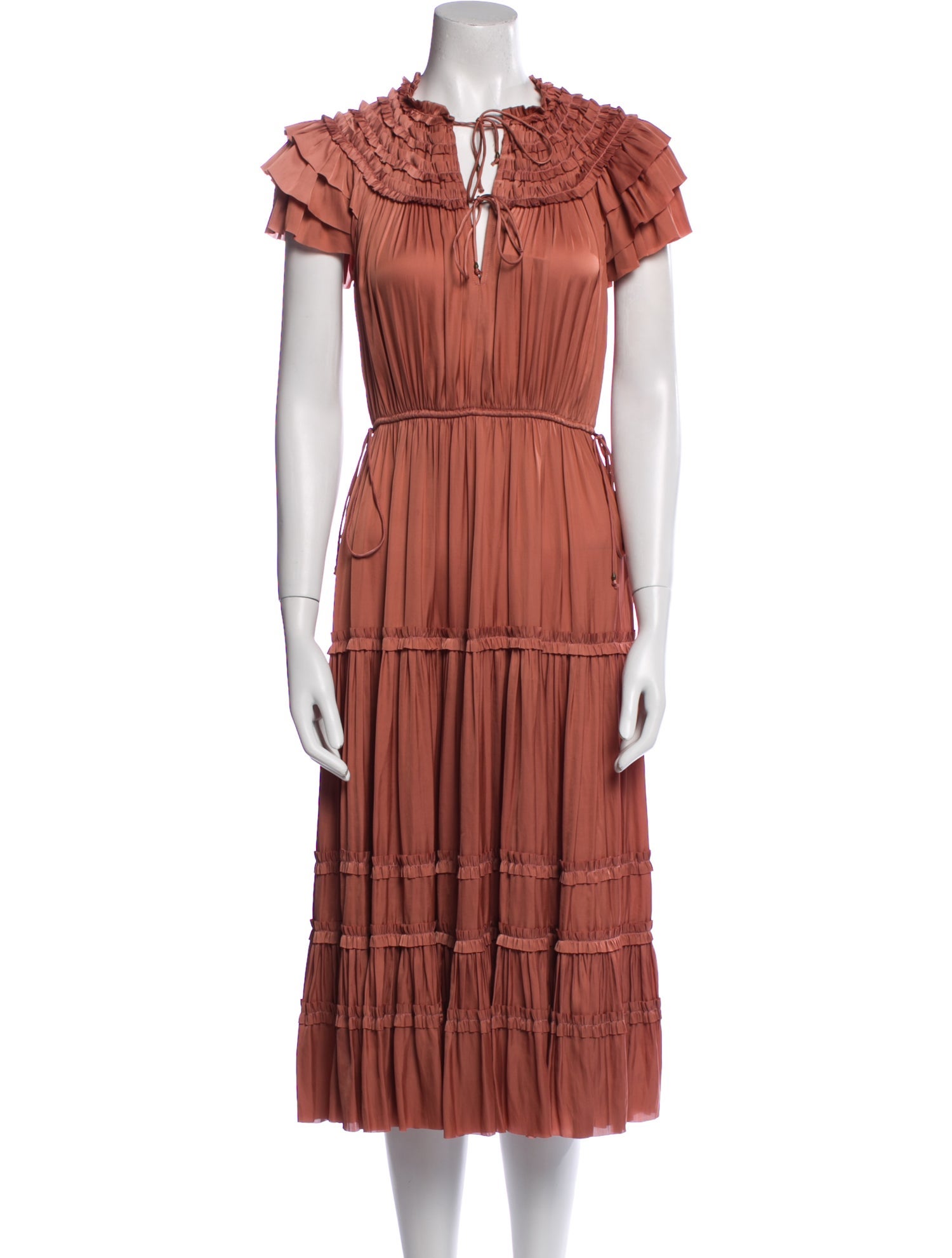 Ulla Johnson Tie Neck Midi Length Dress