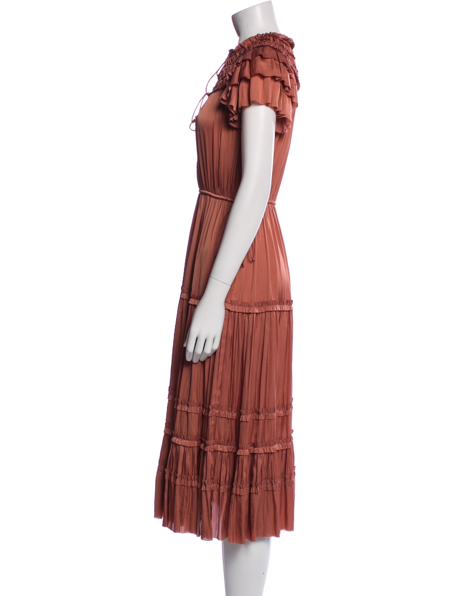 Ulla Johnson Tie Neck Midi Length Dress