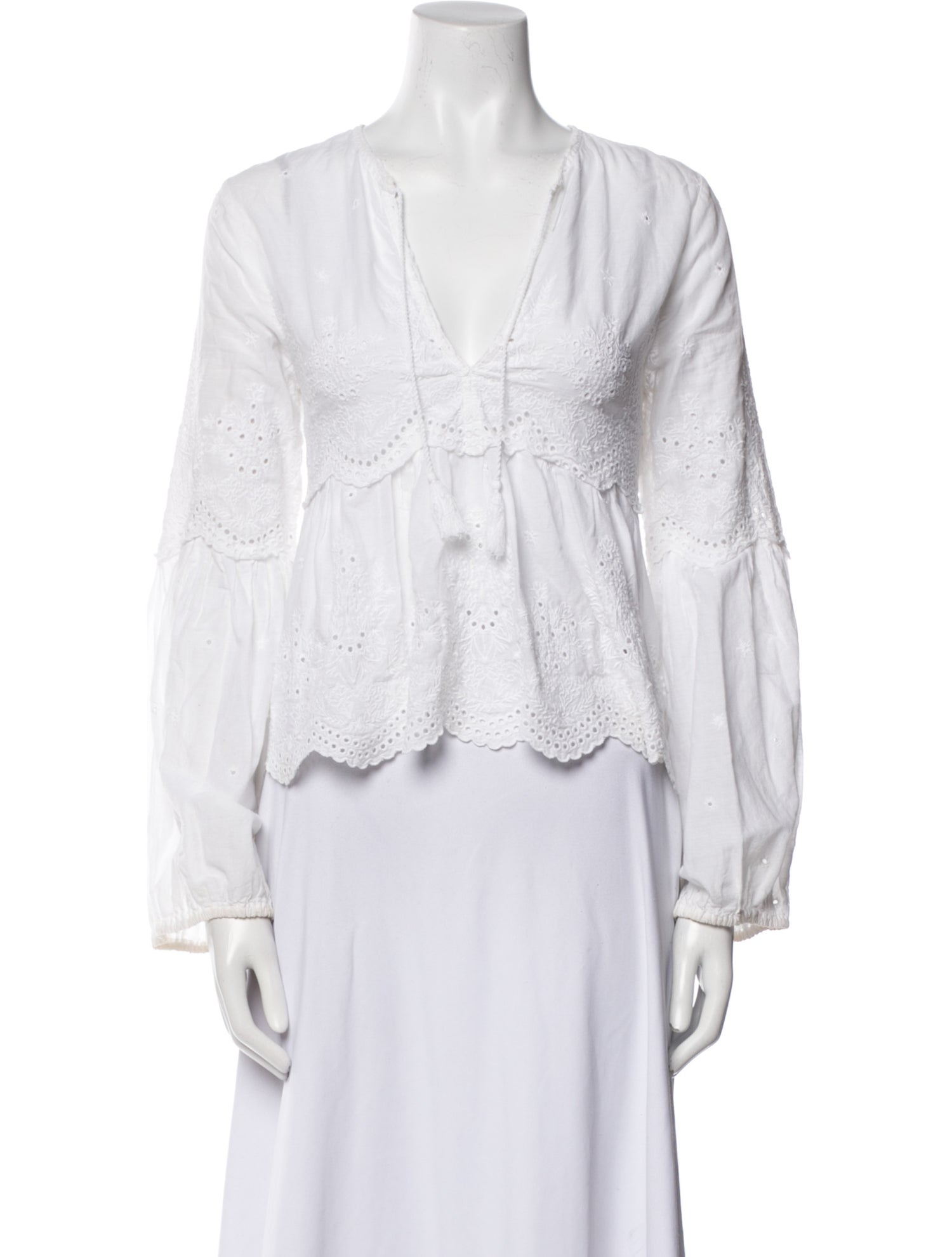 Ulla Johnson V-Neck Long Sleeve Crop Top