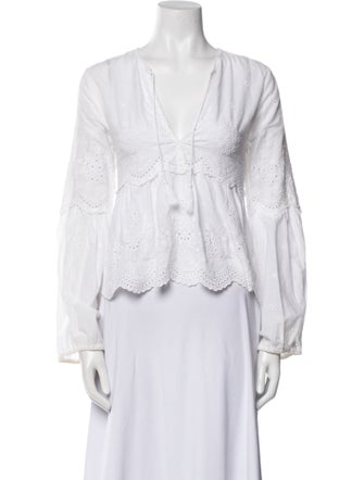 Ulla Johnson V-Neck Long Sleeve Crop Top