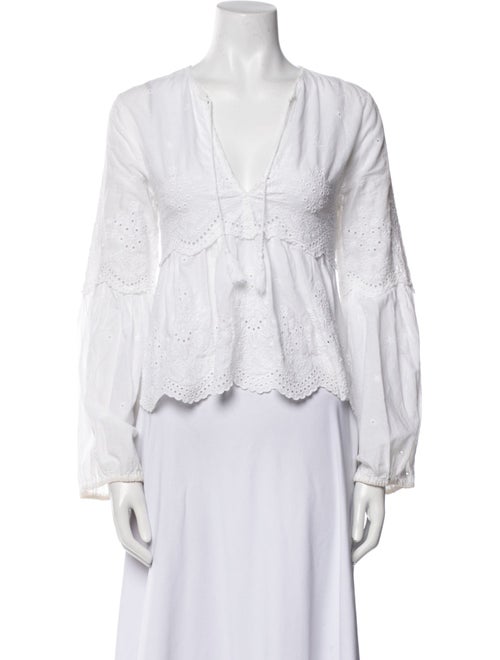 Ulla Johnson V-Neck Long Sleeve Crop Top