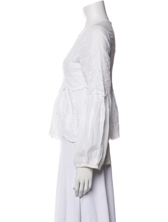 Ulla Johnson V-Neck Long Sleeve Crop Top