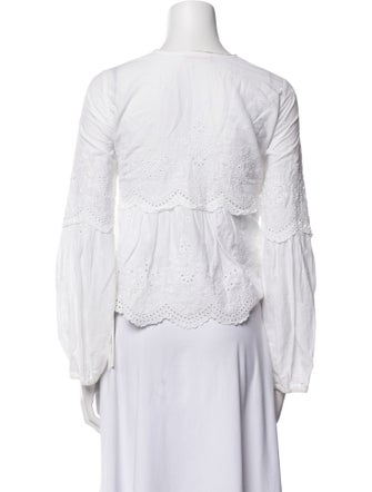 Ulla Johnson V-Neck Long Sleeve Crop Top