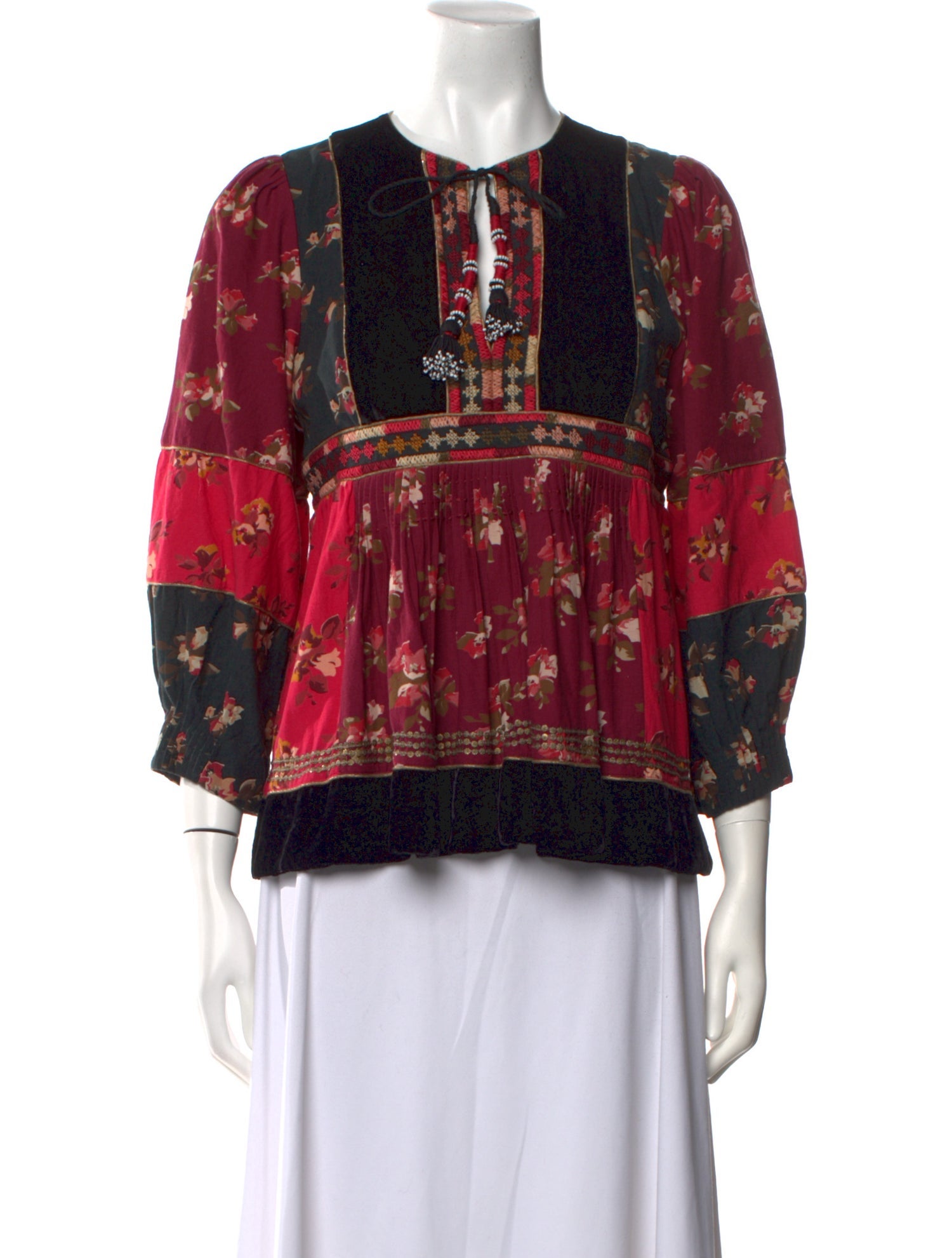 Ulla Johnson Floral Print Tie Neck Blouse