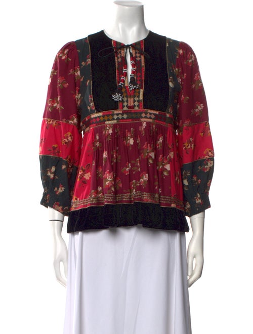 Ulla Johnson Floral Print Tie Neck Blouse