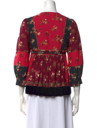 Ulla Johnson Floral Print Tie Neck Blouse