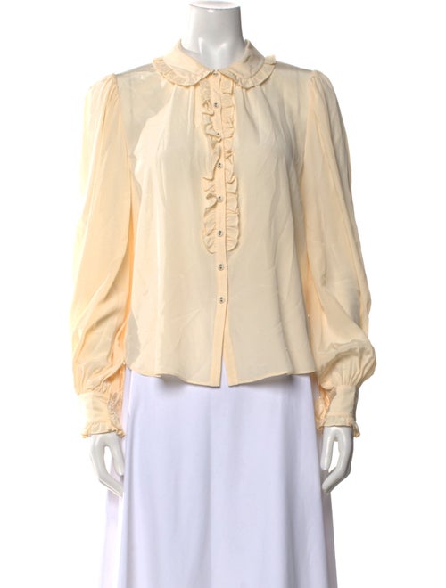 Ulla Johnson Silk Mock Neck Button-Up Top