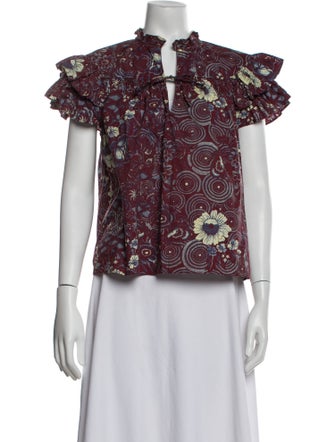 Ulla Johnson Lace Pattern Mock Neck Blouse