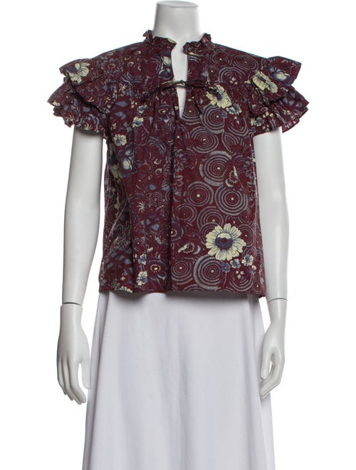 Ulla Johnson Lace Pattern Mock Neck Blouse