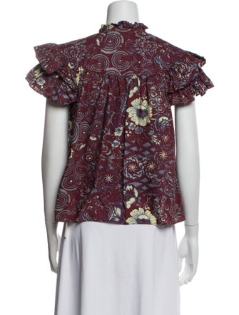 Ulla Johnson Lace Pattern Mock Neck Blouse