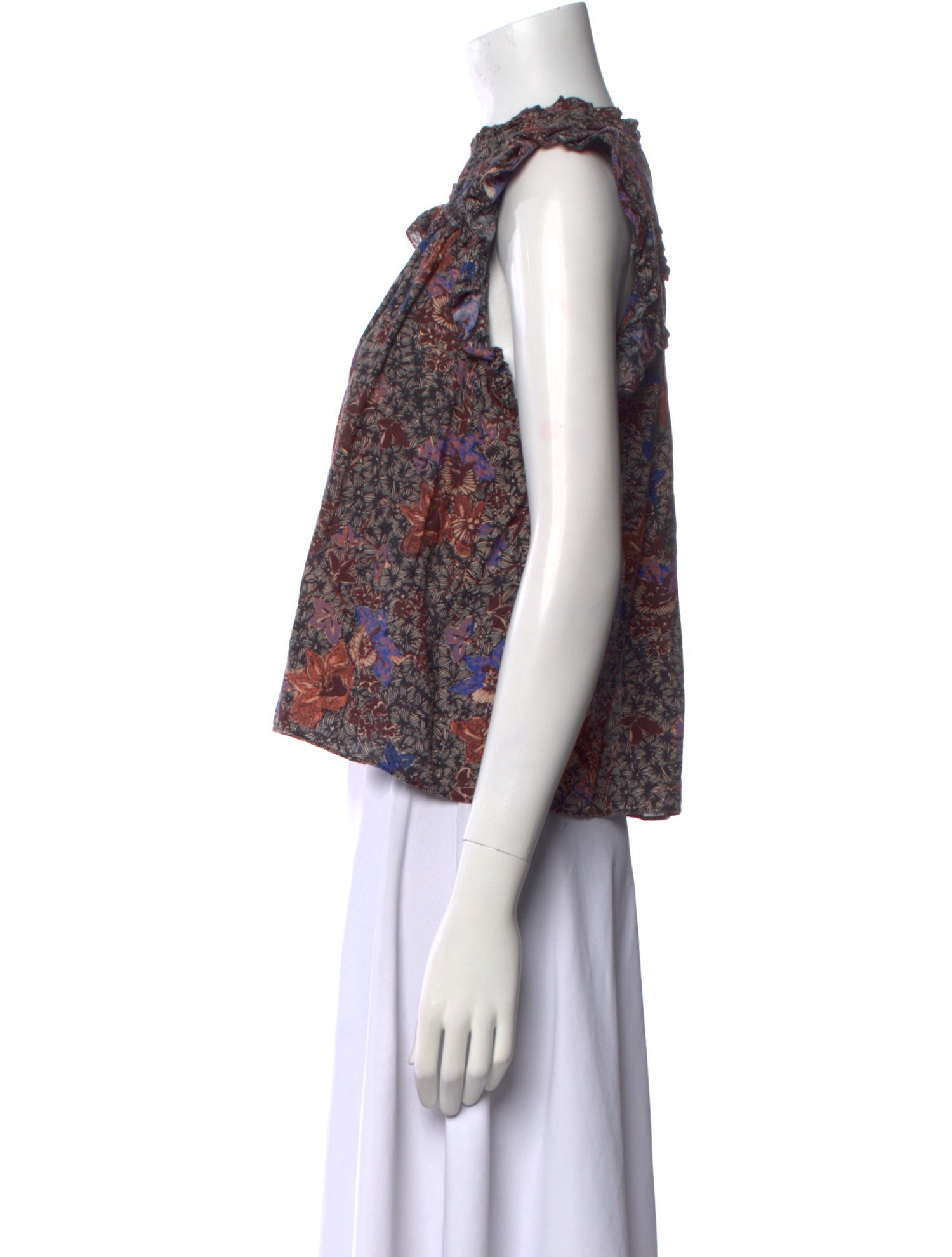 Ulla Johnson Floral Print Mock Neck Crop Top