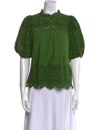 Ulla Johnson Mock Neck Short Sleeve Blouse