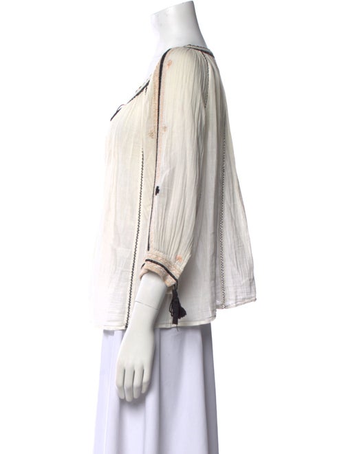 Ulla Johnson Scoop Neck Three-Quarter Sleeve Blouse