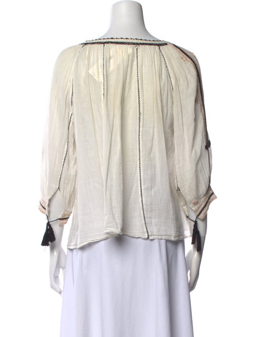 Ulla Johnson Scoop Neck Three-Quarter Sleeve Blouse